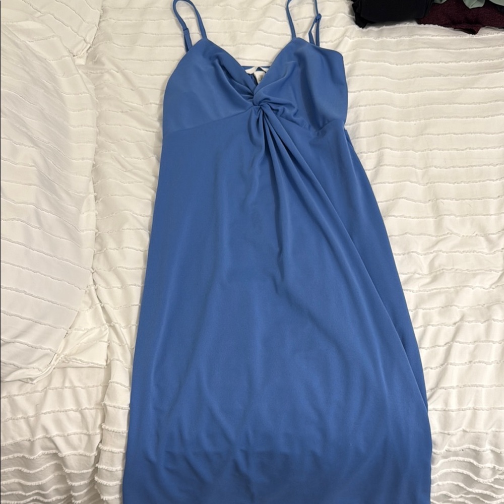 H&M Blue Spaghetti Strap Slip Dress Midi